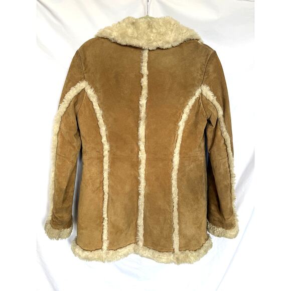 Vintage Wilsons Maxima Tan Suede Leather Coat Jacket, Faux Shearling Fur, Small - Picture 3 of 8
